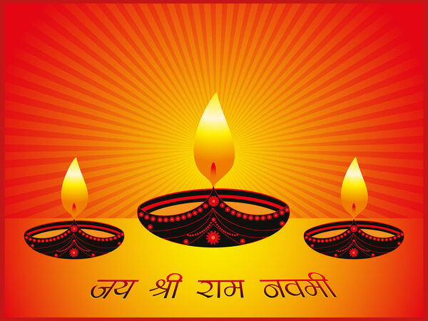 Background with decorated lit diya