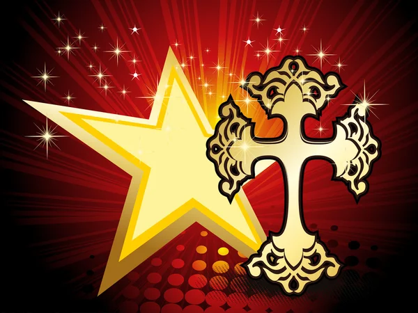 Hintergrund mit isoliertem Kreuz, Stern — Stockvektor