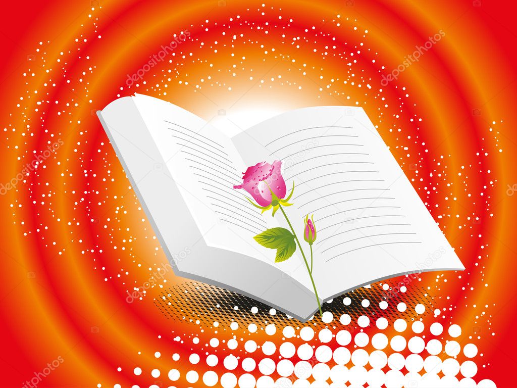 dotted background with bible, red rose