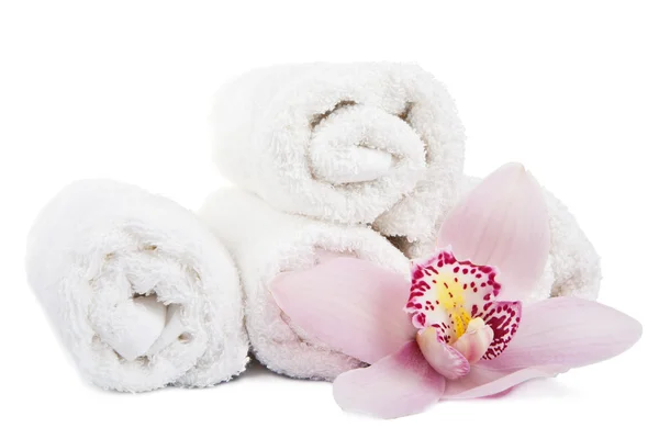 Flower and towels — Stock Photo, Image