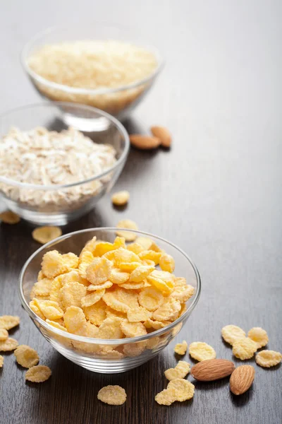 Various cereals and cornflakes — Stock Photo, Image