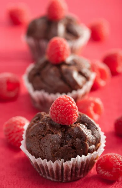 Schokoladenmuffins mit Himbeere — Stockfoto
