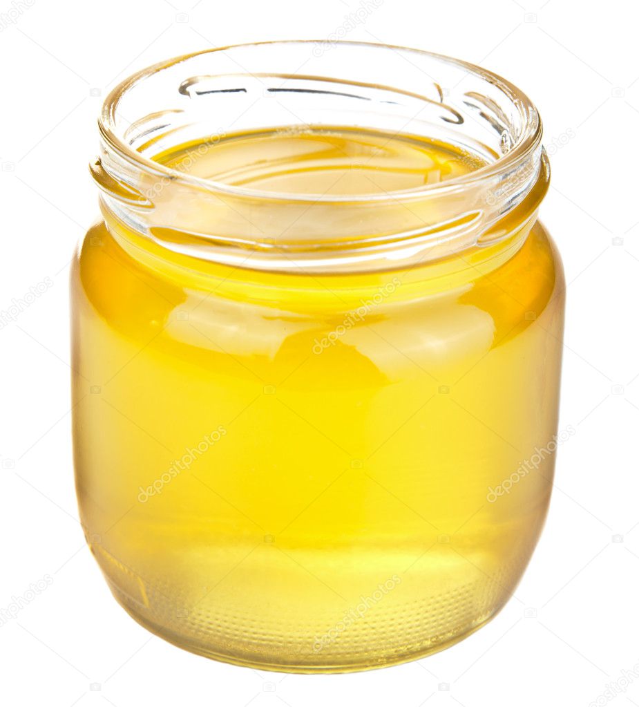Honey in jar isolated