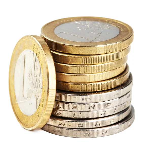 Monete in euro isolate — Foto Stock