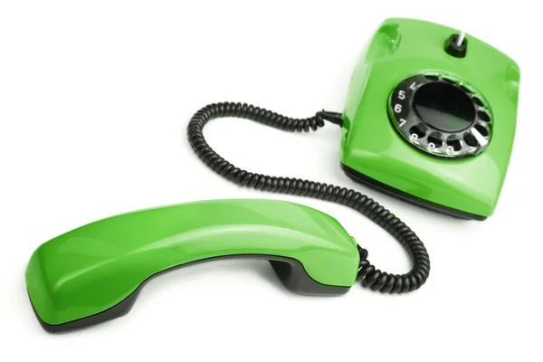 Grön retro telefon isolerade — Stockfoto