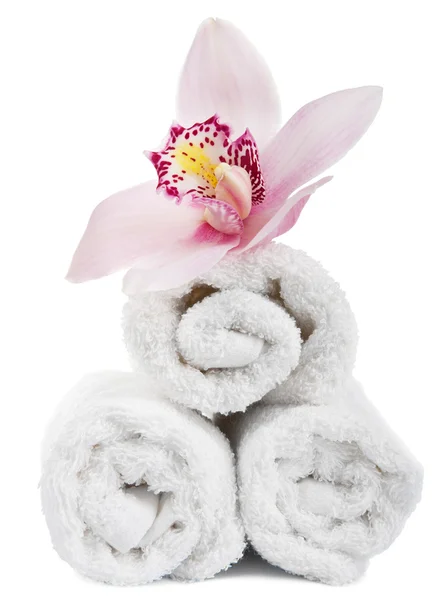 Handtücher Und Blume Isoliert — Stockfoto