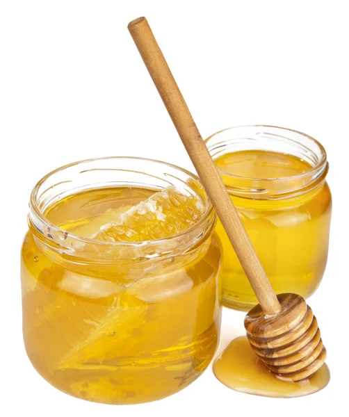 Honig Glas Isoliert — Stockfoto