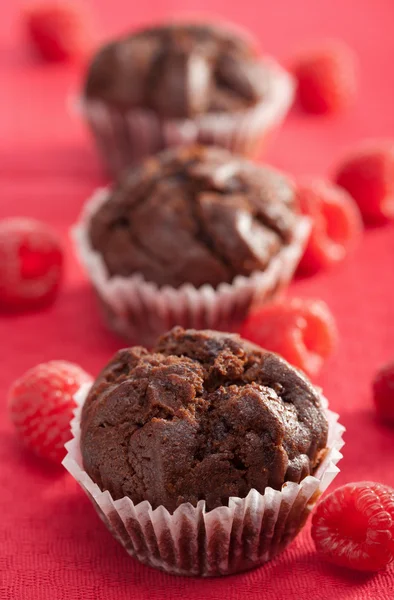 Muffin Cioccolato Con Lampone — Foto Stock