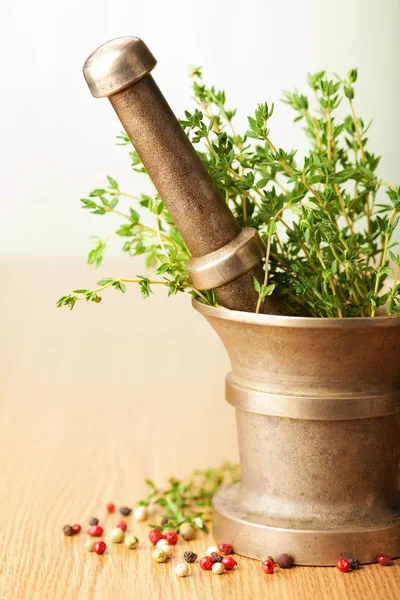 Stock image Mortar with herbs