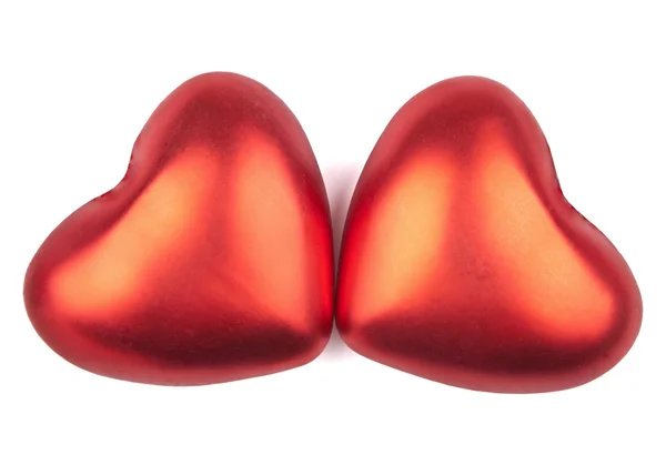 Dois corações vermelhos isolados — Fotografia de Stock