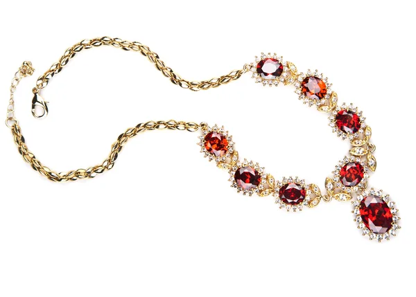 Gold Necklace Gems Isolated — Stock Photo, Image