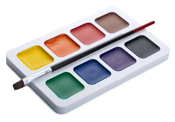 Farben Und Pinsel Isoliert — Stockfoto