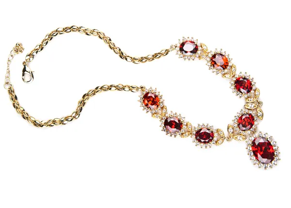 Guld Halsband Med Pärlor Isolerade Royaltyfria Stockfoton