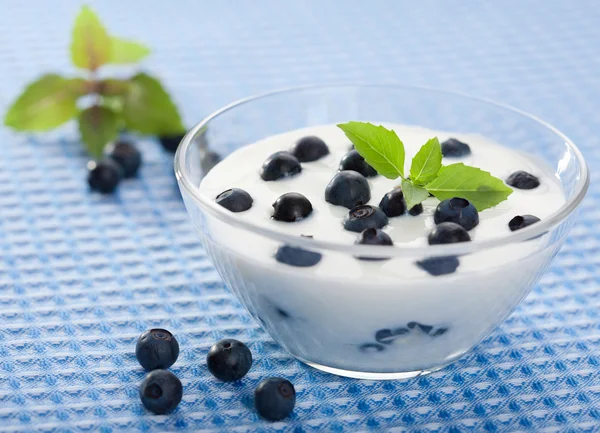 Jogurt z świeżych jagód — Zdjęcie stockowe