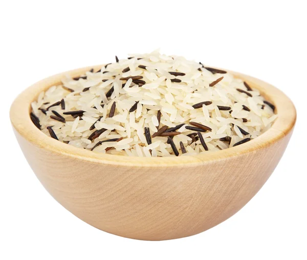 stock image Raw rice in bowl isolated