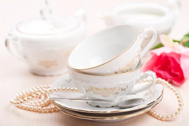 Elegant tea cups clipart