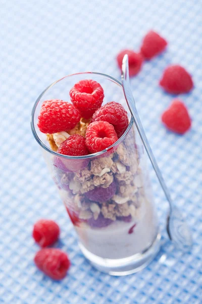 Крупа з ягодами та йогуртом — стокове фото