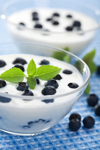 stock image Yogurt with fresh blueberry