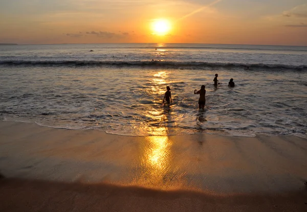 Schöner Sonnenuntergang Kuta Bali Indonesien Stockbild