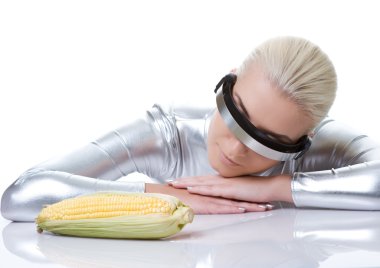 Syber woman with a corn clipart