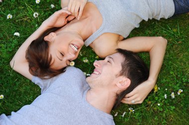 Young couple in love outdoors clipart