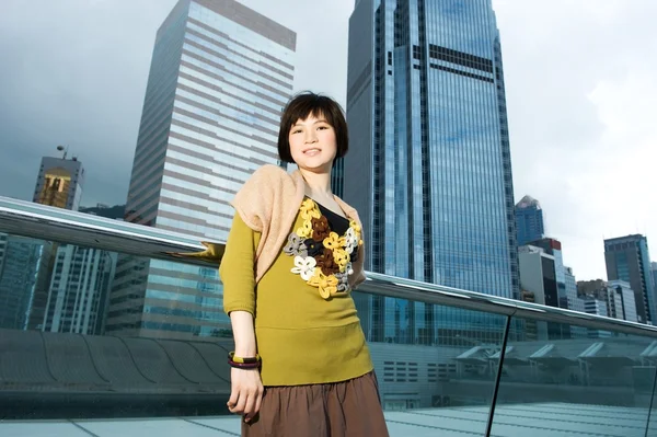 stock image Beautiful chinese woman having fun outdoors