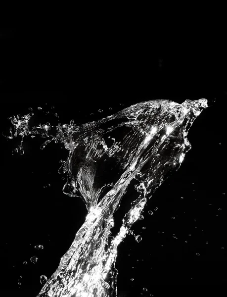 Stylové vodní splash. izolované na černém pozadí — Stock fotografie