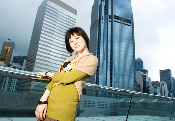 stock image Beautiful chinese woman having fun outdoors