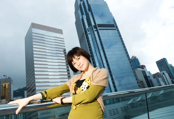 Beautiful chinese woman having fun outdoors — Stock Photo, Image
