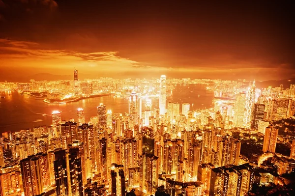 Centro de Hong Kong à noite — Fotografia de Stock