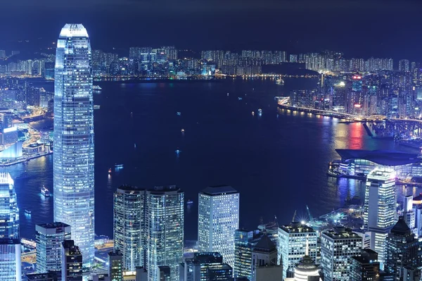 夜の香港のダウンタウン — ストック写真