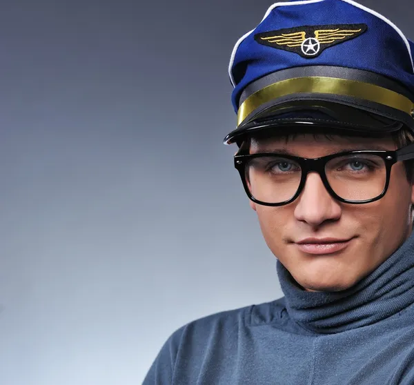 Hezký mladý pilot — Stock fotografie
