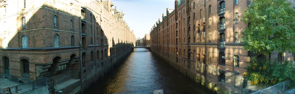 Panoramic view on the water channel — Stock Photo, Image