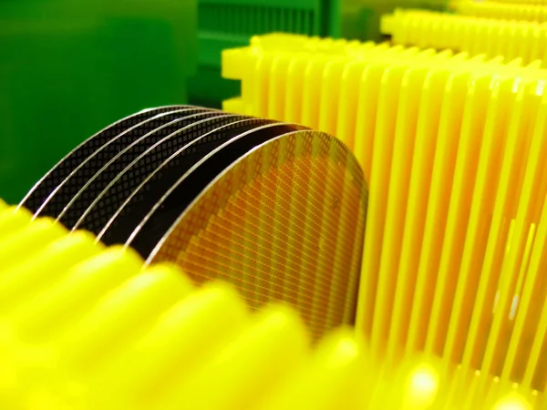 Sarı bir taşıyıcı silikon gofret — Stok fotoğraf