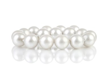 Pearls breads with reflection on white background clipart