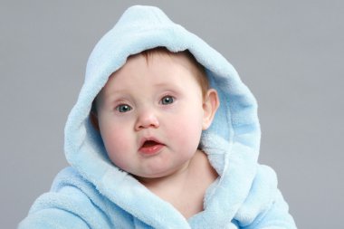 bebek çocuk mavi bornoz