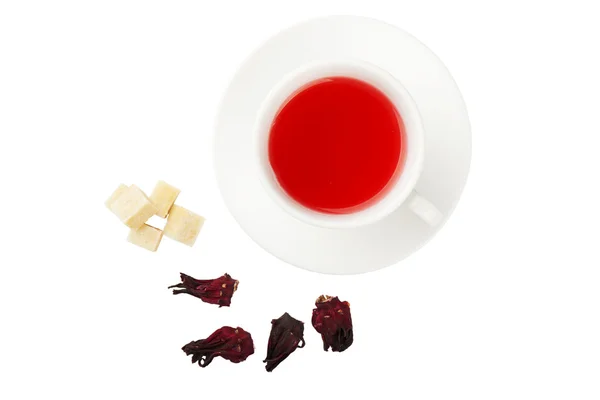 Chá Rosa Sudanesa Açúcar Rosa Sudanesa Seca Isolado Fundo Branco — Fotografia de Stock