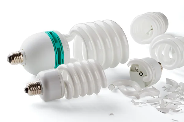 Energia quebrada economizando lâmpadas — Fotografia de Stock