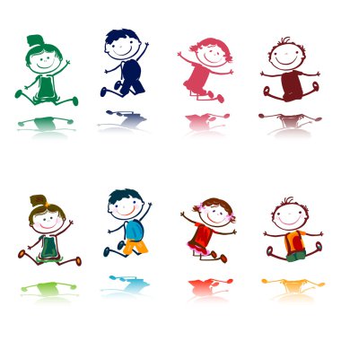 Jumping happy kids clipart