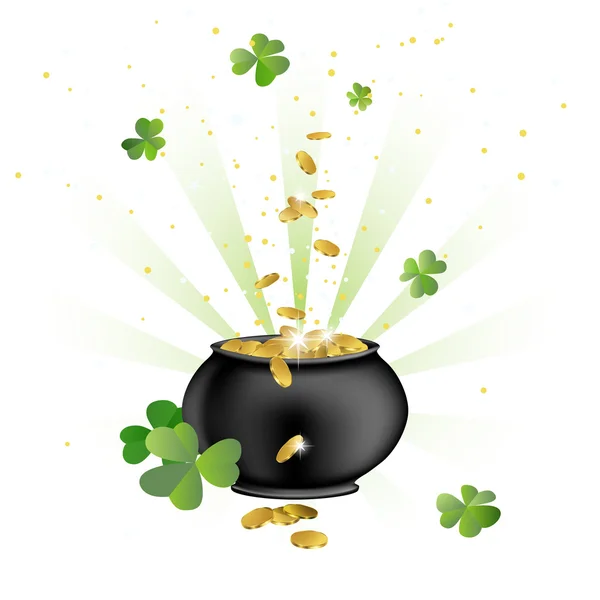 Pot Gold Coins Illustration Saint Patrick Day — Wektor stockowy