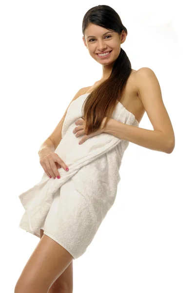 Kvinna i en handduk — Stockfoto