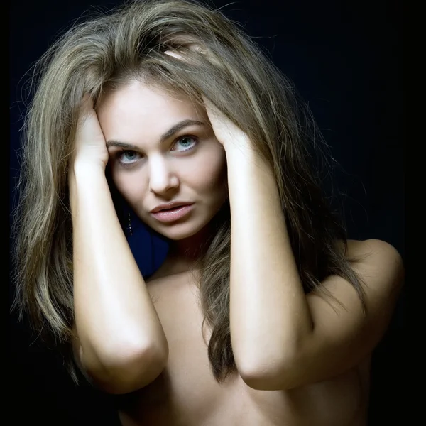Beautiful woman with naked torso — Stock Photo, Image