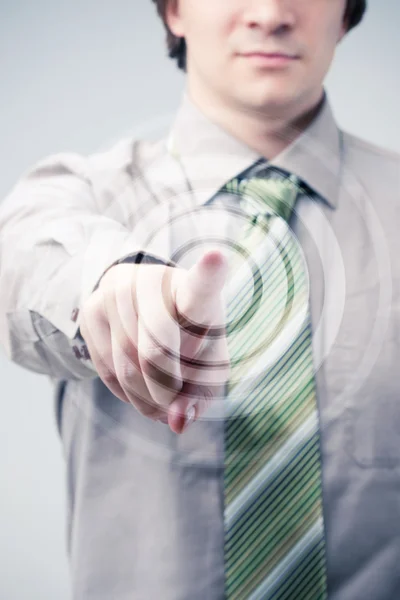 Young businessman specifies in you a finger — Stock Photo, Image