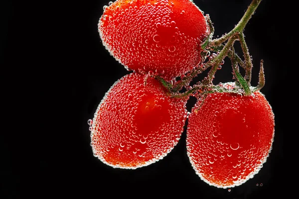 Three beautiful fresh tomato in water — Stock Photo, Image