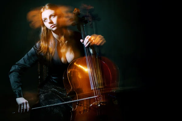 Cello musician, Mystical music — Stock Photo, Image