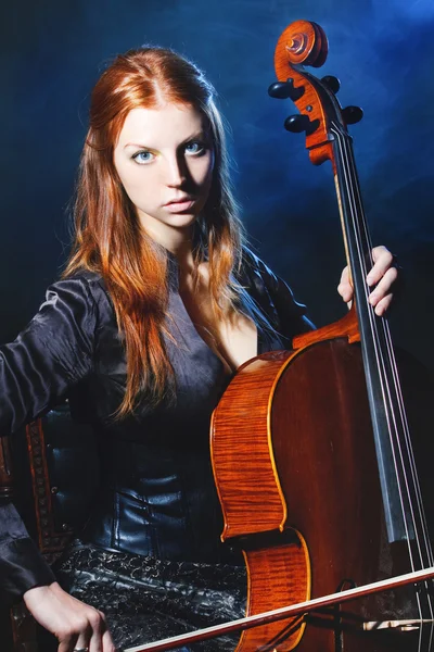 Cello musician, Mystical music Stock Picture