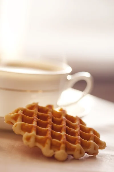 stock image Hot coffee with wafers