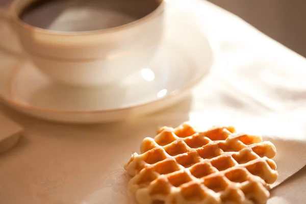 stock image Hot coffee with wafers