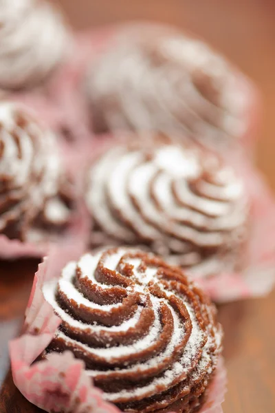Schokoladenkuchen mit Puderzucker — Stockfoto