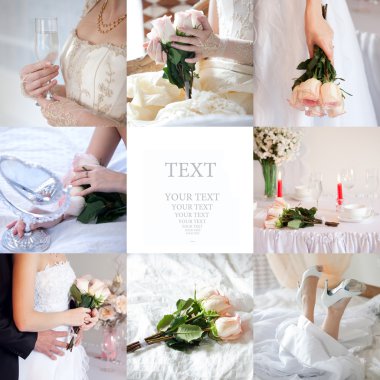 Wedding collage, collage of wedding photos clipart